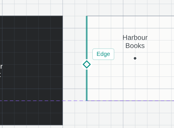 Teal Edge indicator and highlighted shop boundary