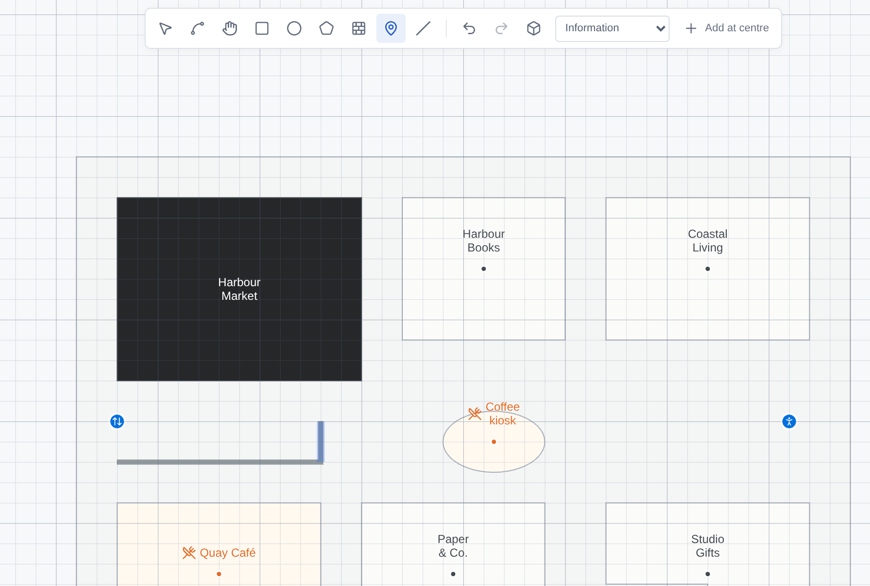POI marker tool with Information chosen in the Marker icon selector