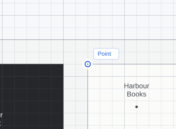 Blue Point indicator beside a corner of Harbour Books